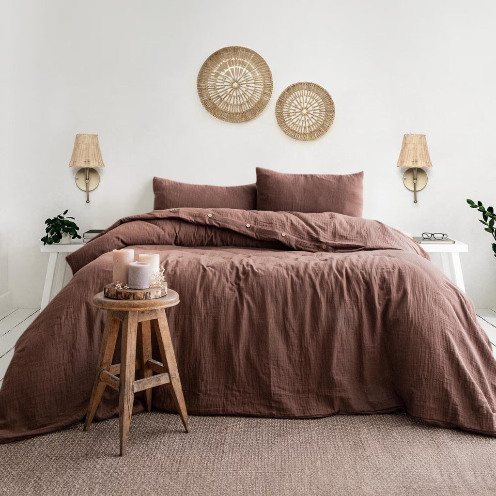 Luxury Muslin Duvet Cover: 100% Cotton Gauze Bed Linen