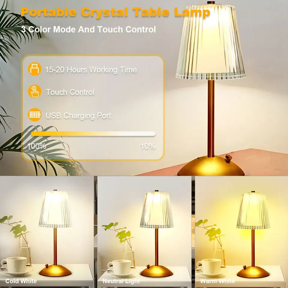 Night Light LED Table Lamp Touch Sensor Rechargeable Nordic Interior Dimming Stand LED Bedside Lamp Restaurant Hotel Bar Bedroom