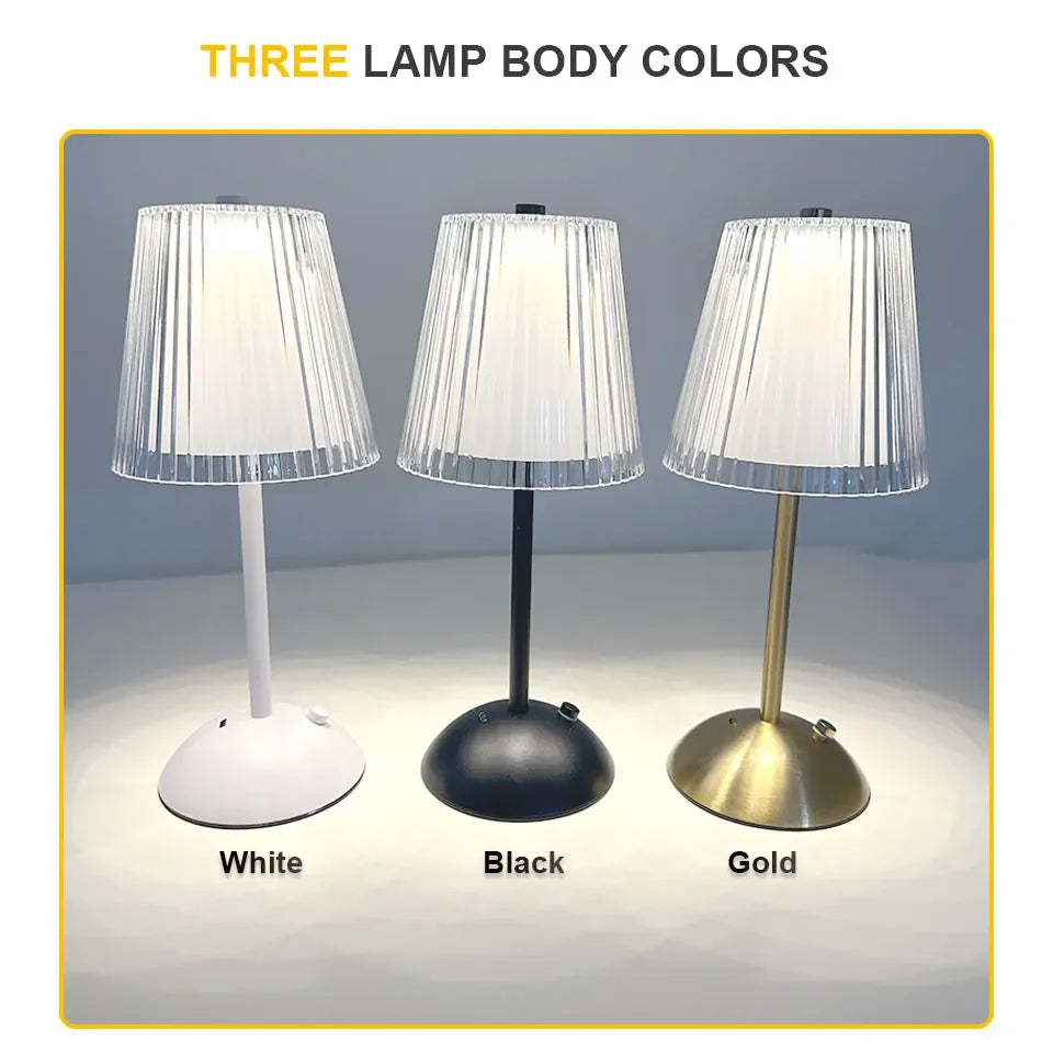 Night Light LED Table Lamp Touch Sensor Rechargeable Nordic Interior Dimming Stand LED Bedside Lamp Restaurant Hotel Bar Bedroom