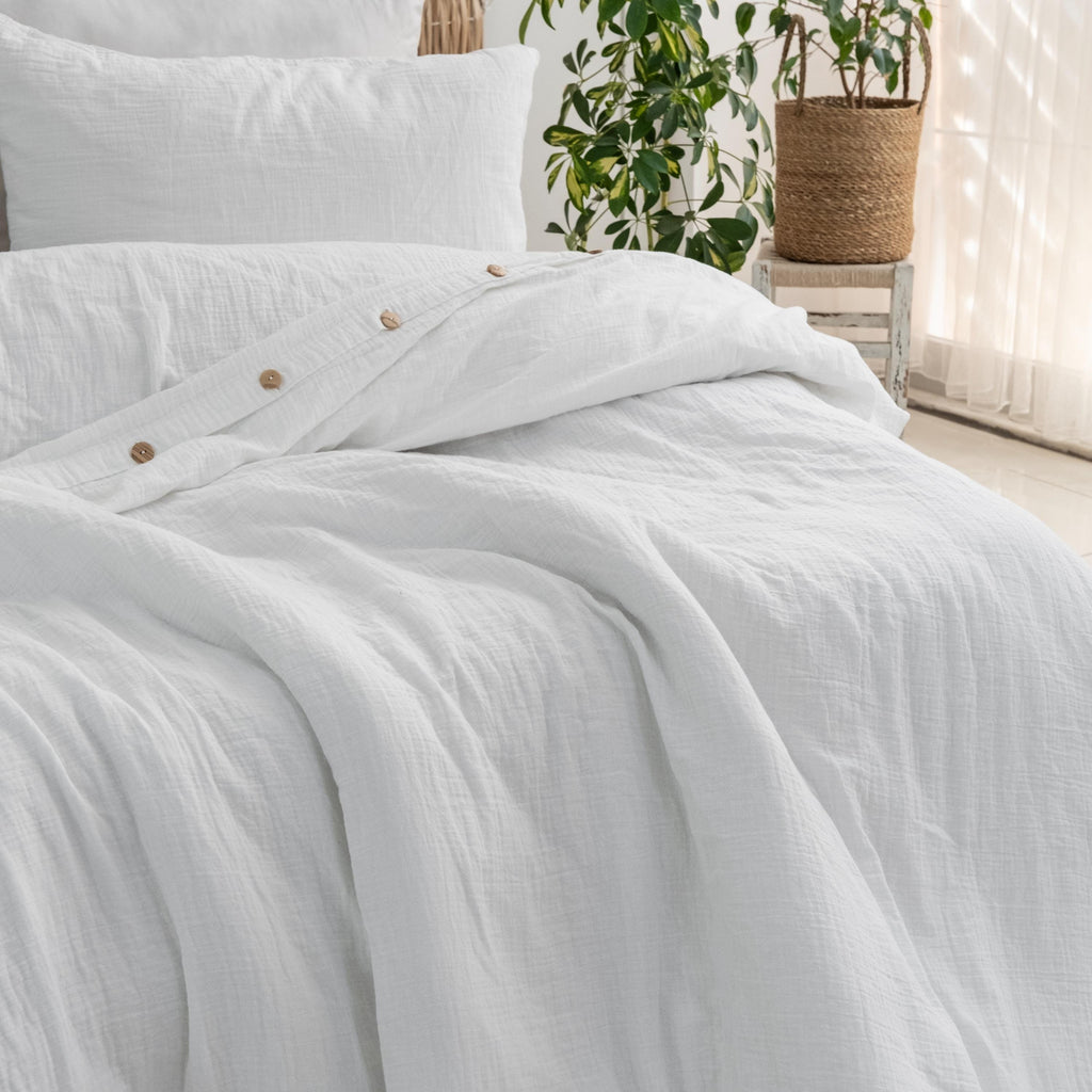 Luxury Muslin Duvet Cover: 100% Cotton Gauze Bed Linen