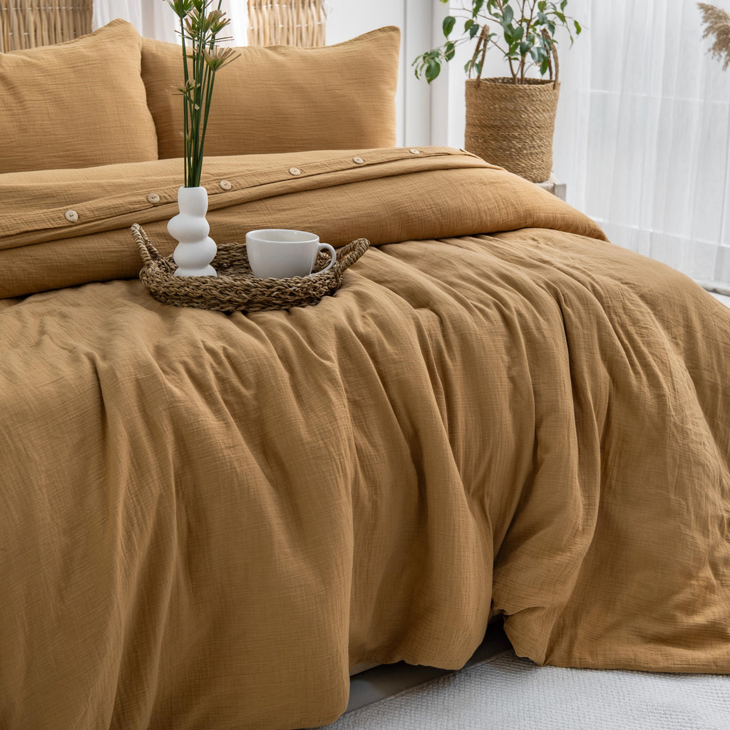 Luxury Muslin Duvet Cover: 100% Cotton Gauze Bed Linen
