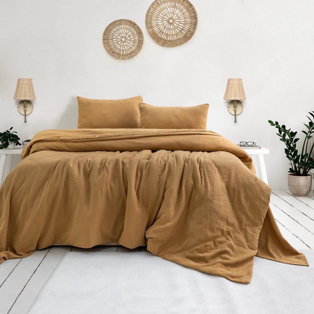 Luxury Muslin Duvet Cover: 100% Cotton Gauze Bed Linen