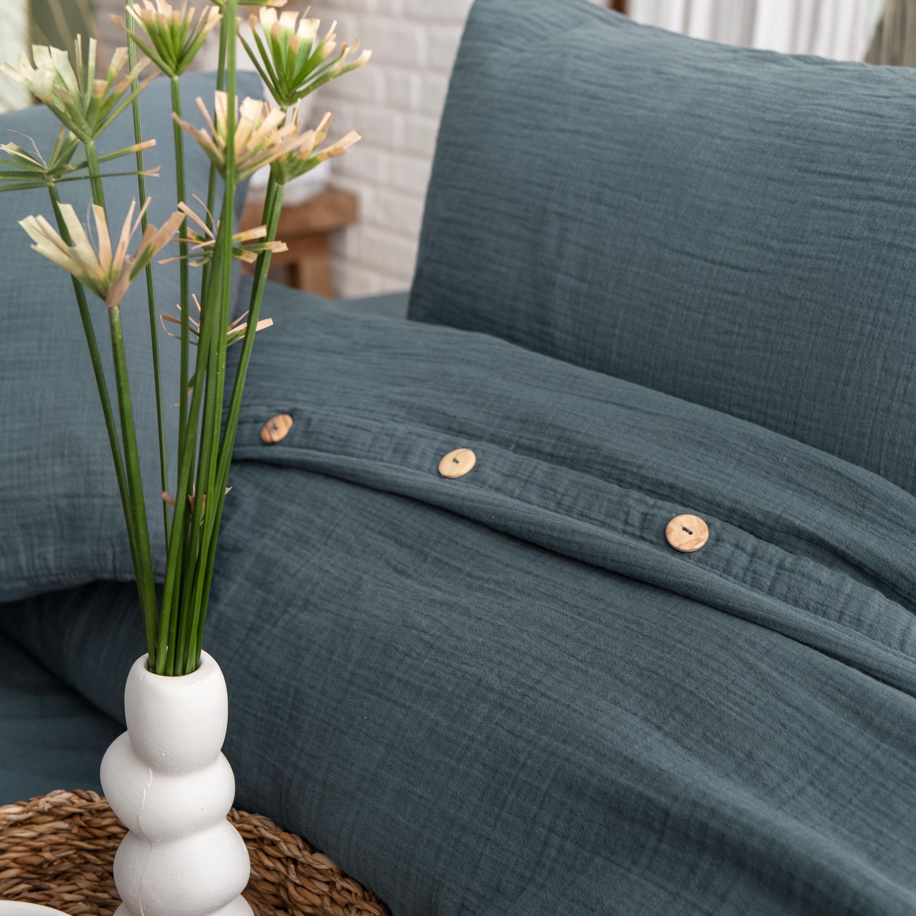 Luxury Muslin Duvet Cover: 100% Cotton Gauze Bed Linen