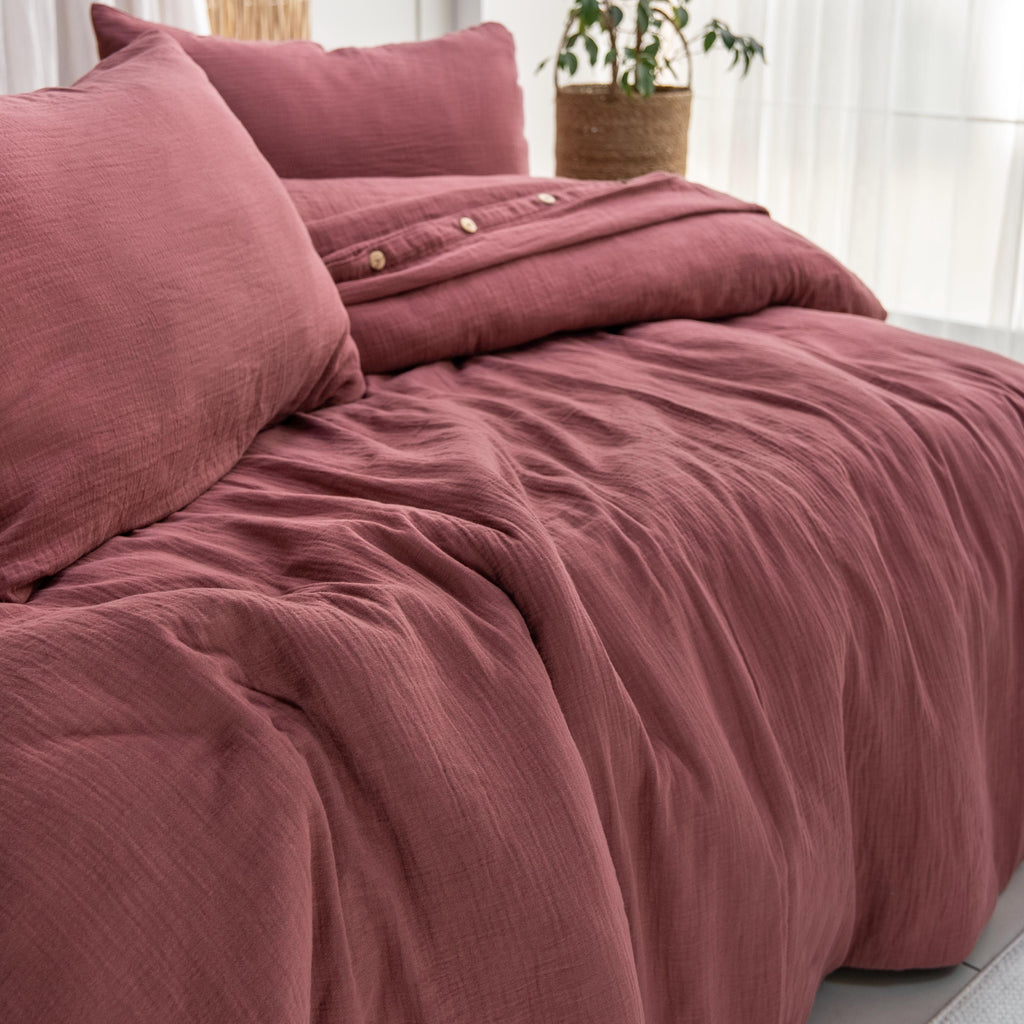 Luxury Muslin Duvet Cover: 100% Cotton Gauze Bed Linen